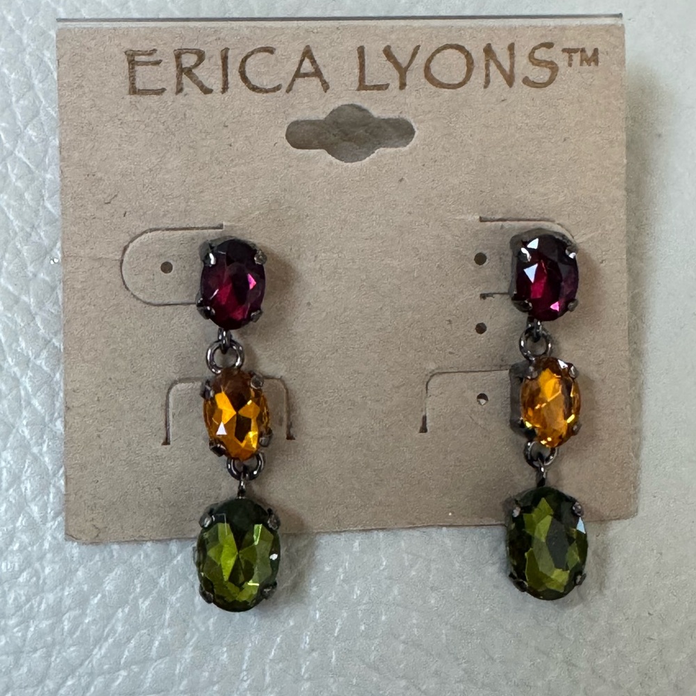 Erica Lyons Red and Orange Drop Earrings